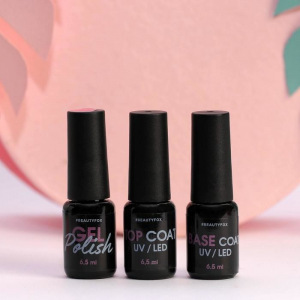 Набор для маникюра Shine on, гель-лак (винный с блёстками), топ и база Набор для маникюра Shine on, гель-лак (винный с блёстками), топ и база