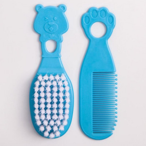 Набор для ухода за волосами: расческа и щетка, "Мишка", цвет голубой Набор для ухода за волосами: расческа и щетка, "Мишка", цвет голубой