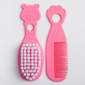 Набор для ухода за волосами: расческа и щетка, "Мишка", цвет розовый Набор для ухода за волосами: расческа и щетка, "Мишка", цвет розовый
