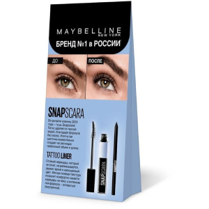 Набор Maybelline: Тушь для ресниц Snapscara, Карандаш для глаз Tatoo Liner, цвет чёрный Набор Maybelline: Тушь для ресниц Snapscara, Карандаш для глаз Tatoo Liner, цвет чёрный