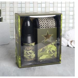 Набор "23 Февраля" гель для душа пуля 200 мл мужской парфюм, мочалка Набор "23 Февраля" гель для душа пуля 200 мл мужской парфюм, мочалка