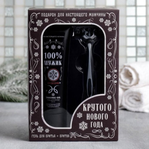 Набор "Для настоящего мужчины", гель для бритья, бритва Набор "Для настоящего мужчины", гель для бритья, бритва