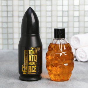 Набор "С днем настоящих мужчин" гель для душа пуля, аромат парфюма, шампунь граната Набор "С днем настоящих мужчин" гель для душа пуля, аромат парфюма, шампунь граната