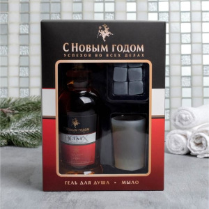 Набор "С Новым годом, красный" гель для душа, мыло-рюмки, мыло-камни Набор "С Новым годом, красный" гель для душа, мыло-рюмки, мыло-камни