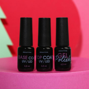 Набор «Сияй, красотка!», гель-лак (винный с блёстками), топ и база Набор «Сияй, красотка!», гель-лак (винный с блёстками), топ и база