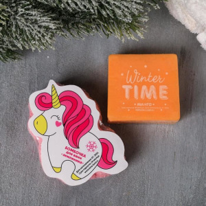 Набор Winter time: мыло, бомбочка для ванн единорог Набор Winter time: мыло, бомбочка для ванн единорог