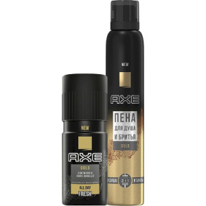 Подарочный набор Axe Gold Men: Гель для душа и бритья, 200 мл, Дезодорант, 150 мл Подарочный набор Axe Gold Men: Гель для душа и бритья, 200 мл, Дезодорант, 150 мл