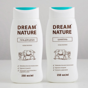 Подарочный набор для женщин Dream Nature «Козье молоко»: шампунь, 250 мл + гель для душа, 250 мл Подарочный набор для женщин Dream Nature «Козье молоко»: шампунь, 250 мл + гель для душа, 250 мл