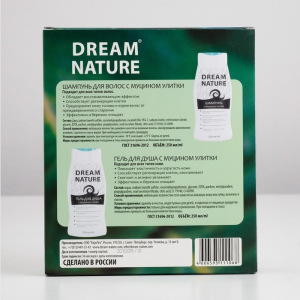 Подарочный набор для женщин Dream Nature «Муцин улитки»: шампунь, 250 мл + гель для душа, 250 мл Подарочный набор для женщин Dream Nature «Муцин улитки»: шампунь, 250 мл + гель для душа, 250 мл