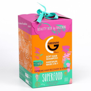 Подарочный набор Greenini Super Food: восстанавливающие шампунь, 250 мл + бальзам, 250 мл Подарочный набор Greenini Super Food: восстанавливающие шампунь, 250 мл + бальзам, 250 мл