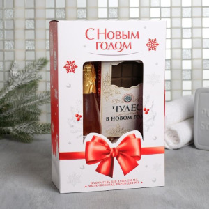 Подарочный набор "С Новым годом!": гель для душа, мыло-шоколад, крем для рук Подарочный набор "С Новым годом!": гель для душа, мыло-шоколад, крем для рук