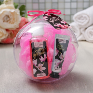 Подарочный набор "Ты чудесна!", гель для душа 50 мл., крем для рук 10 мл, мочалка Подарочный набор "Ты чудесна!", гель для душа 50 мл., крем для рук 10 мл, мочалка