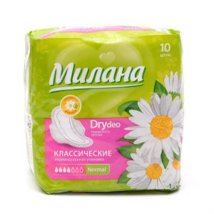 Прокладки «Милана» Classic Normal Dry Deo Ромашка, 10 шт/уп Прокладки «Милана» Classic Normal Dry Deo Ромашка, 10 шт/уп