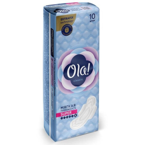 Прокладки Ola! Wings Classic Singles Super, мягкая поверхность, 10 шт. Прокладки Ola! Wings Classic Singles Super, мягкая поверхность, 10 шт.