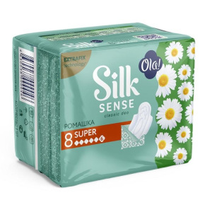 Прокладки толстые Ola! Silk Sense Classic Wings Singles Super ромашка, 8 шт. Прокладки толстые Ola! Silk Sense Classic Wings Singles Super ромашка, 8 шт.