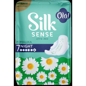 Прокладки ультратонкие Ola! Silk Sense Ultra Night ромашка, 7 шт. Прокладки ультратонкие Ola! Silk Sense Ultra Night ромашка, 7 шт.