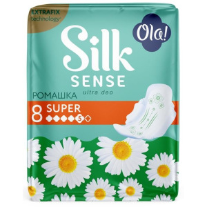 Прокладки ультратонкие Ola! Silk Sense Ultra Super, ромашка 8 шт. Прокладки ультратонкие Ola! Silk Sense Ultra Super, ромашка 8 шт.