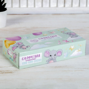 Салфетки бумажные в коробке "Детские", 100 шт. Салфетки бумажные в коробке "Детские", 100 шт.
