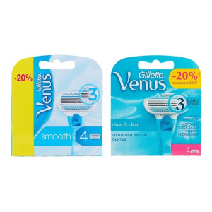 Сменные кассеты Gillette Venus, 3 лезвия, 4 шт Сменные кассеты Gillette Venus, 3 лезвия, 4 шт