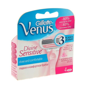 Сменные кассеты Gillette Venus DIVINE, 3 лезвия, 4 шт Сменные кассеты Gillette Venus DIVINE, 3 лезвия, 4 шт