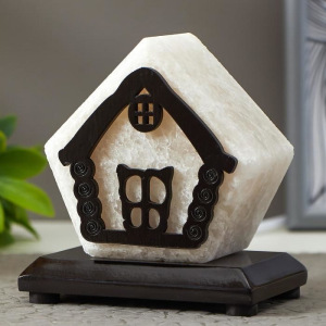 Соляной светильник с диммером "Домик №4" Е14 15Вт 1,3 кг белая соль 13х8х15 см Соляной светильник с диммером "Домик №4" Е14 15Вт 1,3 кг белая соль 13х8х15 см