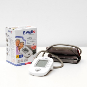 Тонометр электронный B.Well PRO 33, автоматический, индикатор аритмии, манжета М-L, адаптер Тонометр электронный B.Well PRO 33, автоматический, индикатор аритмии, манжета М-L, адаптер