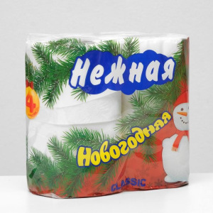 Туалетная бумага «Нежная» со втулкой, белая, 2 слоя, 4 рулона Туалетная бумага «Нежная» со втулкой, белая, 2 слоя, 4 рулона