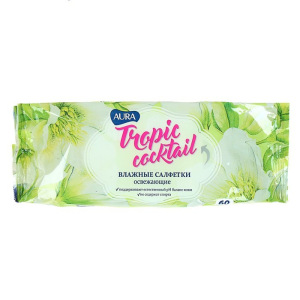 Влажные салфетки Aura Tropic Cocktail, освежающие, МИКС, 60 шт. Влажные салфетки Aura Tropic Cocktail, освежающие, МИКС, 60 шт.