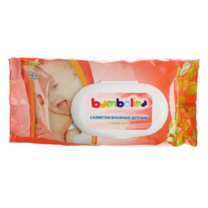 Влажные салфетки Bambolina, детские, 120 шт. Влажные салфетки Bambolina, детские, 120 шт.