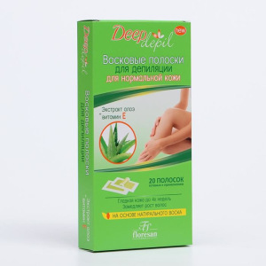 Восковые полоски для депиляции Deep Depil с алоэ вера, для нормальной кожи, 20 шт Восковые полоски для депиляции Deep Depil с алоэ вера, для нормальной кожи, 20 шт