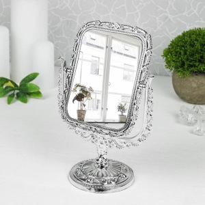 Зеркало настольное «Ажур», с увеличением, зеркальная поверхность — 9,5 х 12,5 см, цвет серебряный Зеркало настольное «Ажур», с увеличением, зеркальная поверхность — 9,5 х 12,5 см, цвет серебряный