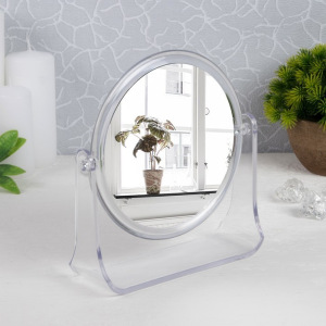 Зеркало настольное, двустороннее, d зеркальной поверхности — 13 см, цвет прозрачный Зеркало настольное, двустороннее, d зеркальной поверхности — 13 см, цвет прозрачный