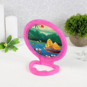 Зеркало складное-подвесное, с рамкой под фотографию, d зеркальной поверхности 12,5 см, МИКС Зеркало складное-подвесное, с рамкой под фотографию, d зеркальной поверхности 12,5 см, МИКС