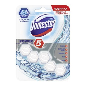Блок для чистки унитаза Domestos Power 5 «Ледяная лавина», 55 г Блок для чистки унитаза Domestos Power 5 «Ледяная лавина», 55 г