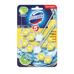 Блок для очищения унитаза Domestos power 5 «Свежесть лайма», 2 шт по 55 г Блок для очищения унитаза Domestos power 5 «Свежесть лайма», 2 шт по 55 г