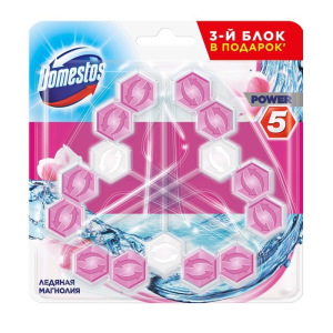 Блок для очищения унитаза Domestos Power 5 Trio «Ледяная магнолия», 3 шт. по 55 г Блок для очищения унитаза Domestos Power 5 Trio «Ледяная магнолия», 3 шт. по 55 г