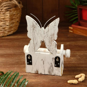 Держатель для туалетной бумаги "Бабочка белая" дерево 18х10х25 Держатель для туалетной бумаги "Бабочка белая" дерево 18х10х25