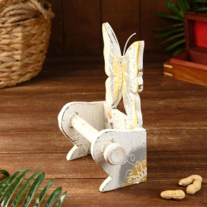 Держатель для туалетной бумаги "Бабочка белая" дерево 18х10х25 Держатель для туалетной бумаги "Бабочка белая" дерево 18х10х25