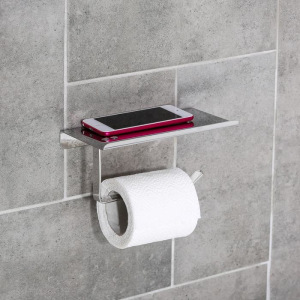 Держатель для туалетной бумаги с полочкой 7,5×18×10 см, нержавеющая сталь Держатель для туалетной бумаги с полочкой 7,5×18×10 см, нержавеющая сталь
