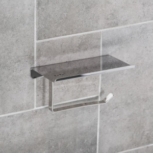 Держатель для туалетной бумаги с полочкой 7,5×18×10 см, нержавеющая сталь Держатель для туалетной бумаги с полочкой 7,5×18×10 см, нержавеющая сталь