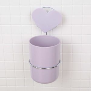 Держатель для зубных щёток и пасты «Сердце», на присоске, цвет МИКС Держатель для зубных щёток и пасты «Сердце», на присоске, цвет МИКС