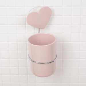 Держатель для зубных щёток и пасты «Сердце», на присоске, цвет МИКС Держатель для зубных щёток и пасты «Сердце», на присоске, цвет МИКС