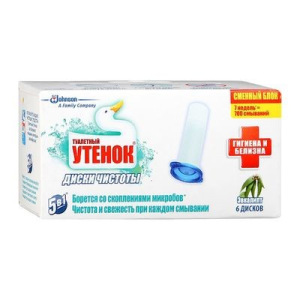 Диски чистоты Туалетный утенок «Эвкалипт», запасной блок, 6 шт. Диски чистоты Туалетный утенок «Эвкалипт», запасной блок, 6 шт.