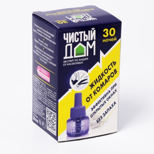 Дополнительный флакон-жидкость от комаров "Чистый дом", без запаха, 30 ночей Дополнительный флакон-жидкость от комаров "Чистый дом", без запаха, 30 ночей