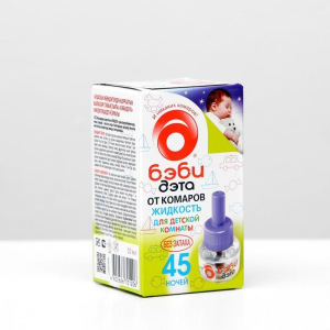 Дополнительный флакон-жидкость от комаров "ДЭТА БЭБИ", без запаха, 45 ночей, флакон, 30 мл Дополнительный флакон-жидкость от комаров "ДЭТА БЭБИ", без запаха, 45 ночей, флакон, 30 мл
