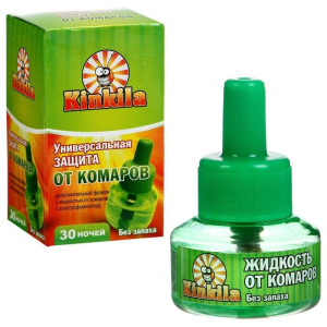 Дополнительный флакон-жидкость от комаров "Кинкила", 30 ночей, без запаха, 30 мл Дополнительный флакон-жидкость от комаров "Кинкила", 30 ночей, без запаха, 30 мл