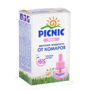 Дополнительный флакон-жидкость от комаров "Picnic Baby", с экстрактом ромашки, 45 ночей, 30 мл 146 Дополнительный флакон-жидкость от комаров "Picnic Baby", с экстрактом ромашки, 45 ночей, 30 мл 146