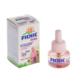 Дополнительный флакон-жидкость от комаров "Picnic Baby", с экстрактом ромашки, 45 ночей, 30 мл 146 Дополнительный флакон-жидкость от комаров "Picnic Baby", с экстрактом ромашки, 45 ночей, 30 мл 146