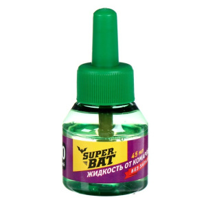 Дополнительный флакон-жидкость от комаров "SuperBAT", 60 ночей, флакон, 45 мл Дополнительный флакон-жидкость от комаров "SuperBAT", 60 ночей, флакон, 45 мл