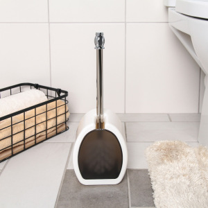 Ёрш для унитаза с подставкой «Лулу», 12×8,5×37 см, цвет белый/серый Ёрш для унитаза с подставкой «Лулу», 12×8,5×37 см, цвет белый/серый